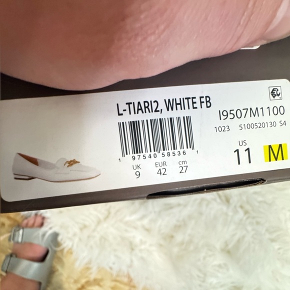 Franco Sarto Tiari Chain Square Toe Loafer White Leather Size 11 - Picture 7 of 8